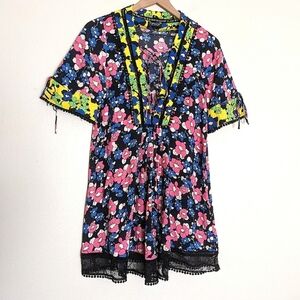Topshop Floral Mod Kaftan Mini Dress size 4
